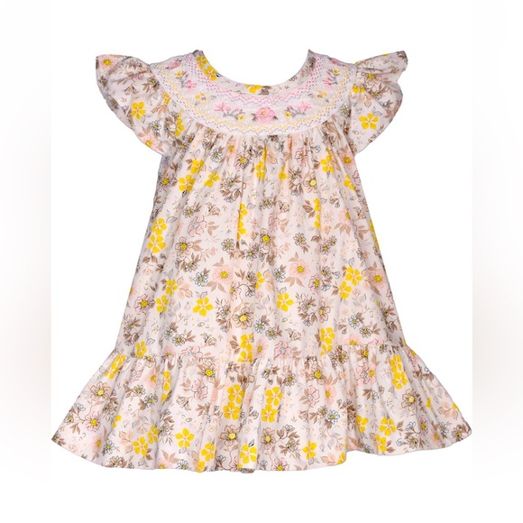 🆕 IRIS & IVY Smocked flutter dress with diaper cover  Size 12M G12 - Picture 6 of 10